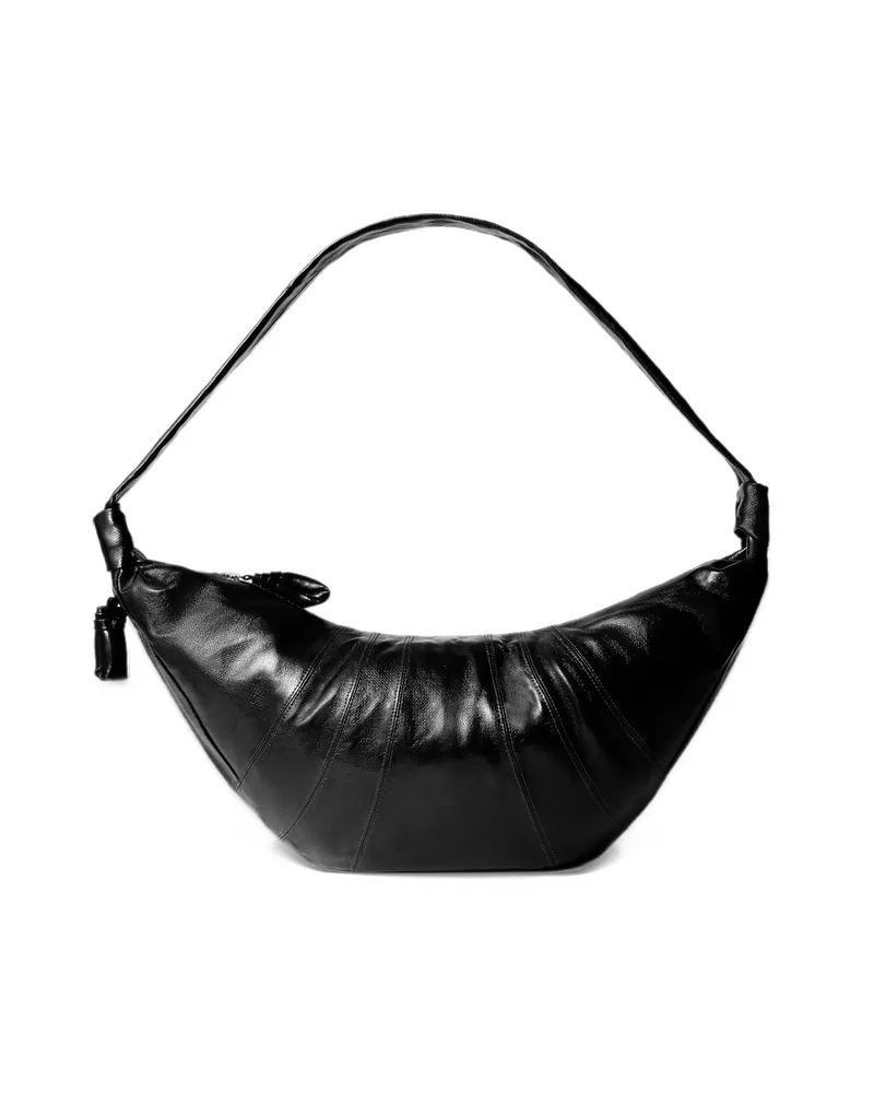 Christophe Lemaire Large Croissant Bag In Coated Cotton Black