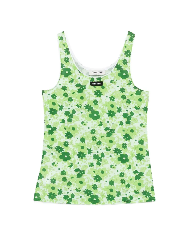 Miu Miu Floral-print Top Green