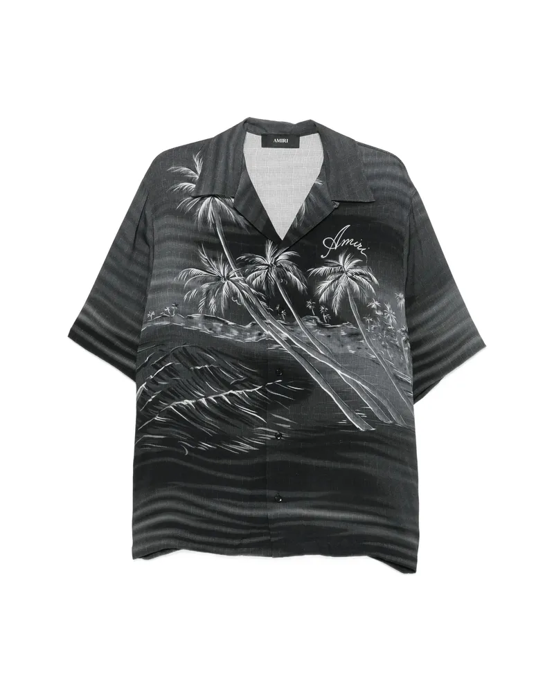 Amiri Palm Tree-print Shirt Black