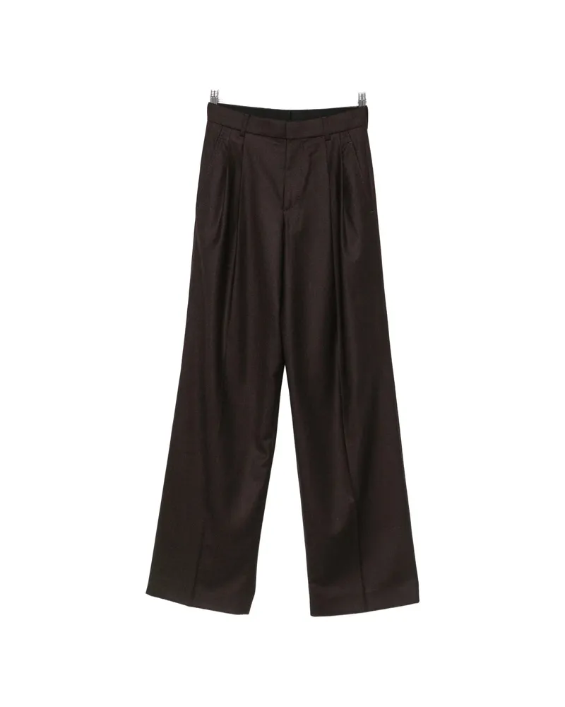 Petar Petrov Pleated Wide-leg Trousers Brown