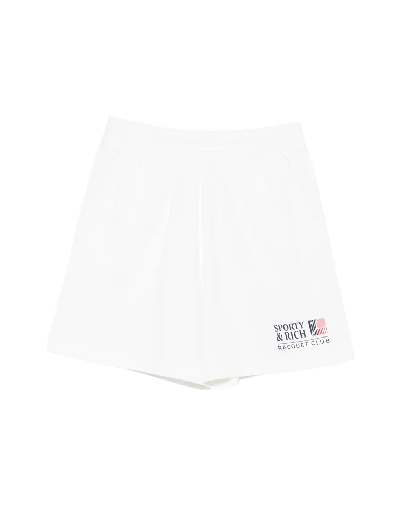 SPORTY & RICH Lena Logo-print Elasticated Shorts White
