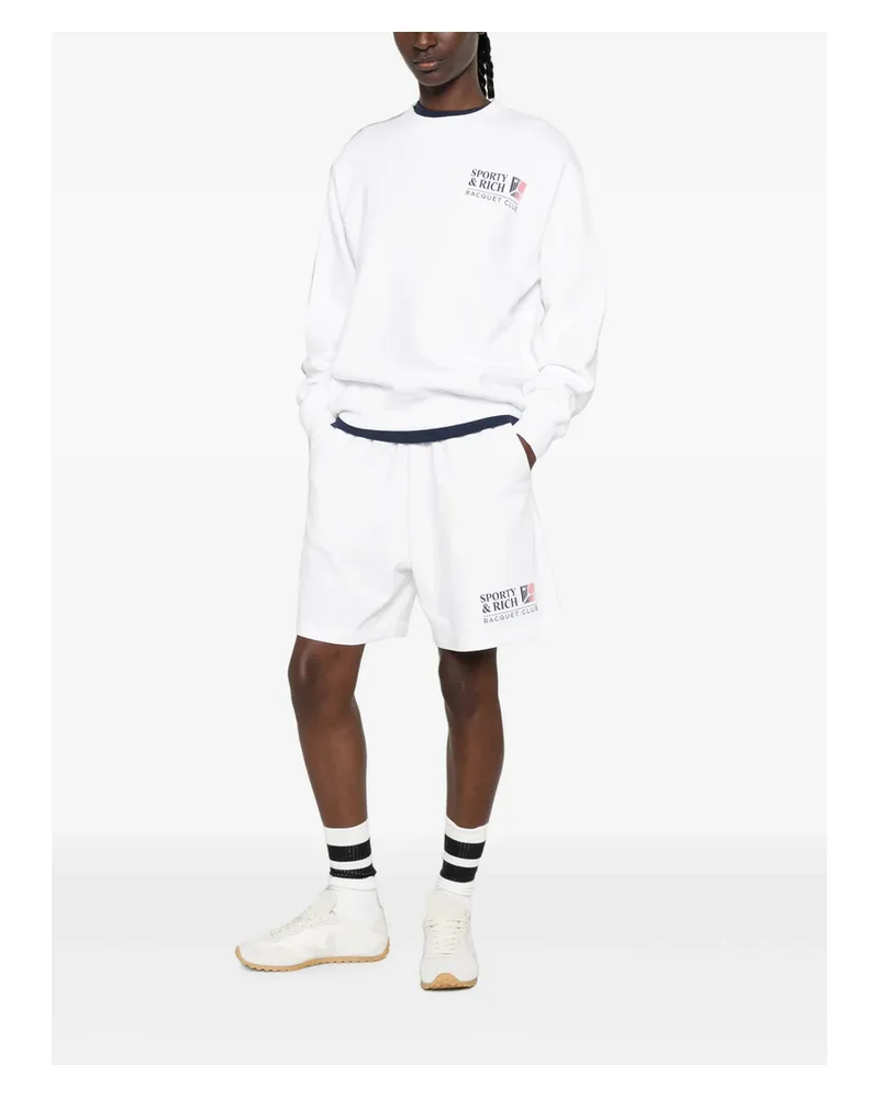 SPORTY & RICH Lena Logo-print Elasticated Shorts White