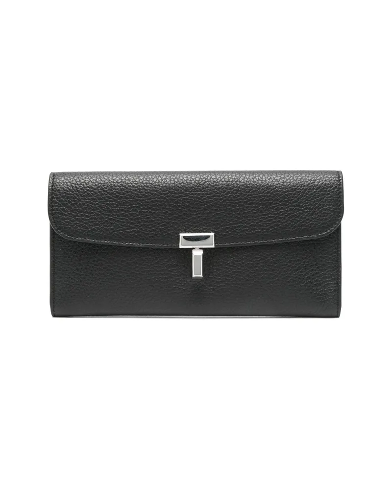 Totême T-Lock Grained-leather Wallet Black