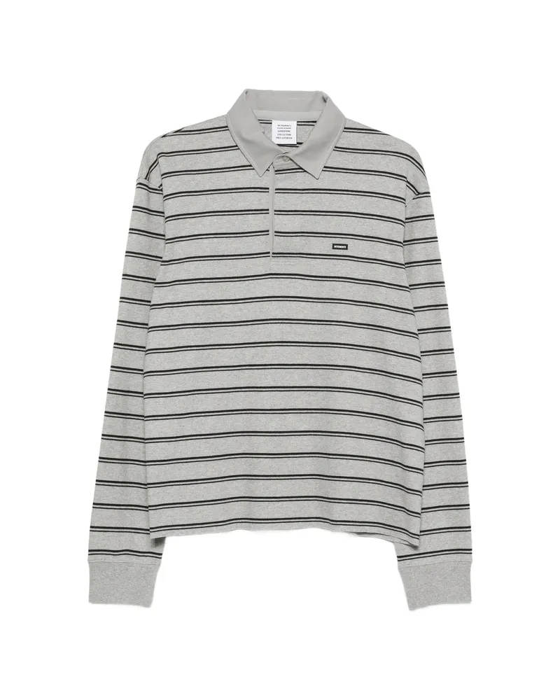 VETEMENTS Striped Long-sleeve Polo Shirt Grey