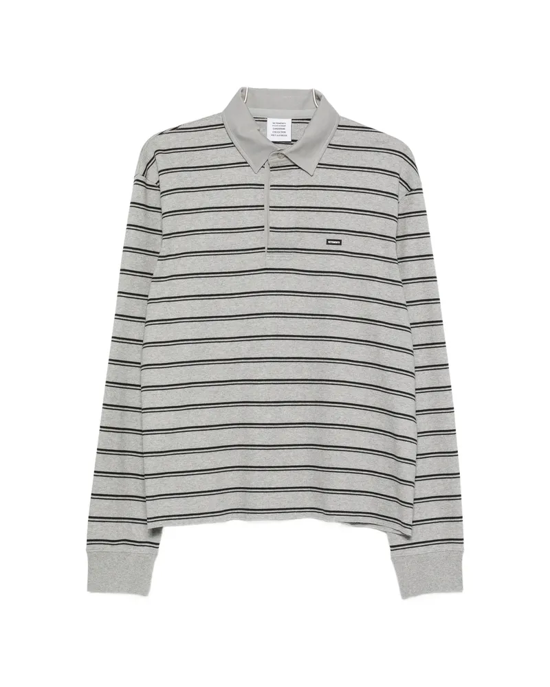 VETEMENTS Striped Long-sleeve Polo Shirt Grey
