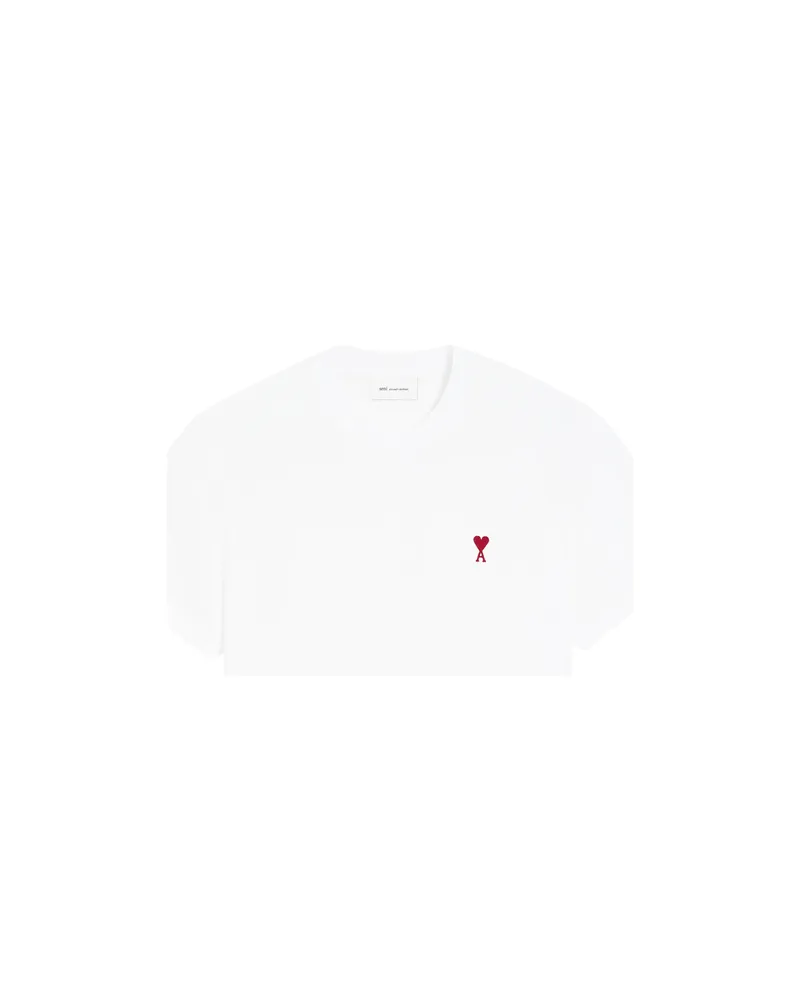 AMI Paris White Cotton T-shirt With Ami De Coeur White