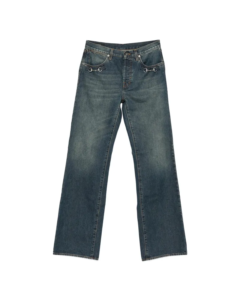 Gucci Horsebit Wide-leg Jeans Blue
