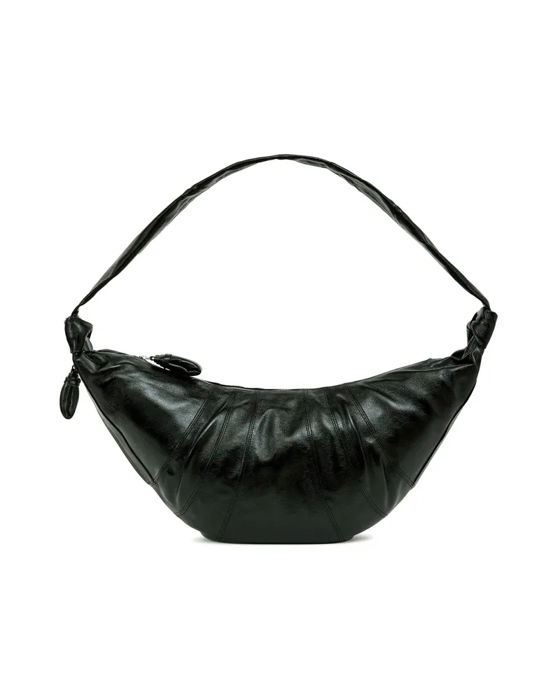 Christophe Lemaire Large Croissant Bag In Coated Cotton Black