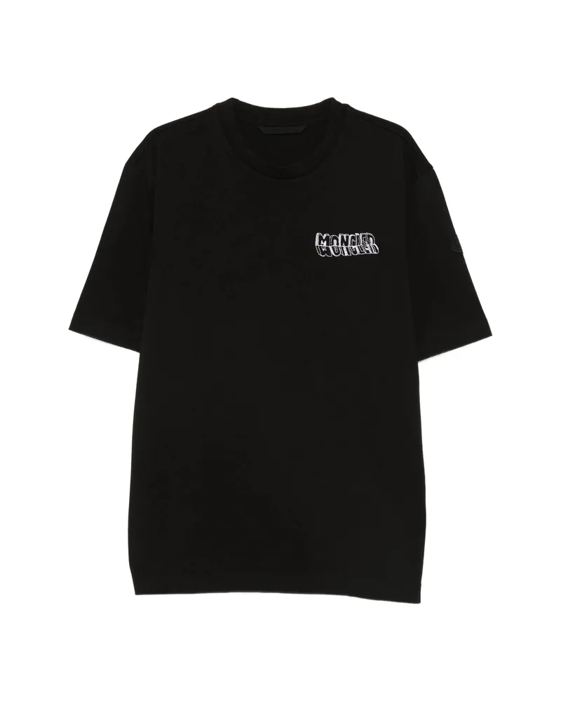 Moncler Logo-embroidered T-shirt Black