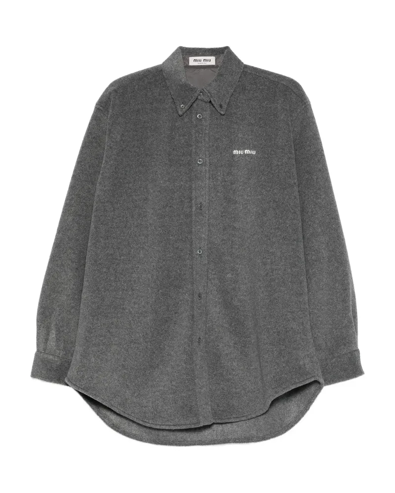 Miu Miu Logo-embroidered Shirt Grey