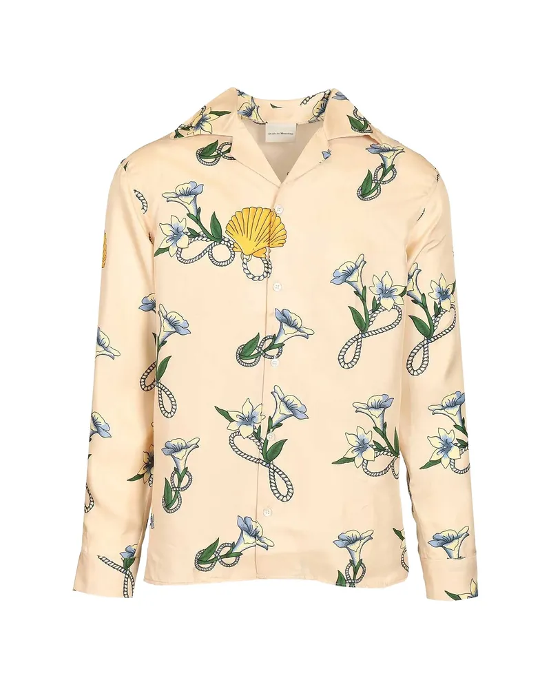 Drôle de Monsieur Floral Seashell Silk Shirt Neutrals
