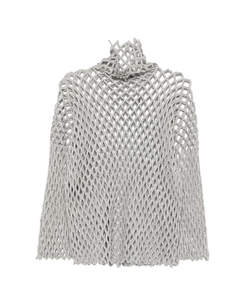 SPORTMAX Open-knit Funnel-neck Sweater Grey