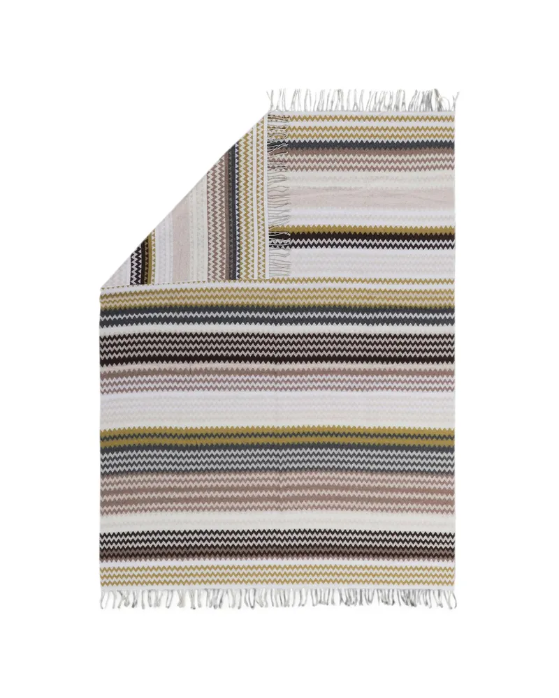 Missoni Home Humbert Zigzag-pattern Fringed Throw Neutrals