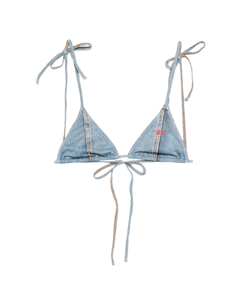 Diesel Tie Detail Triangle Bikini Top Blue