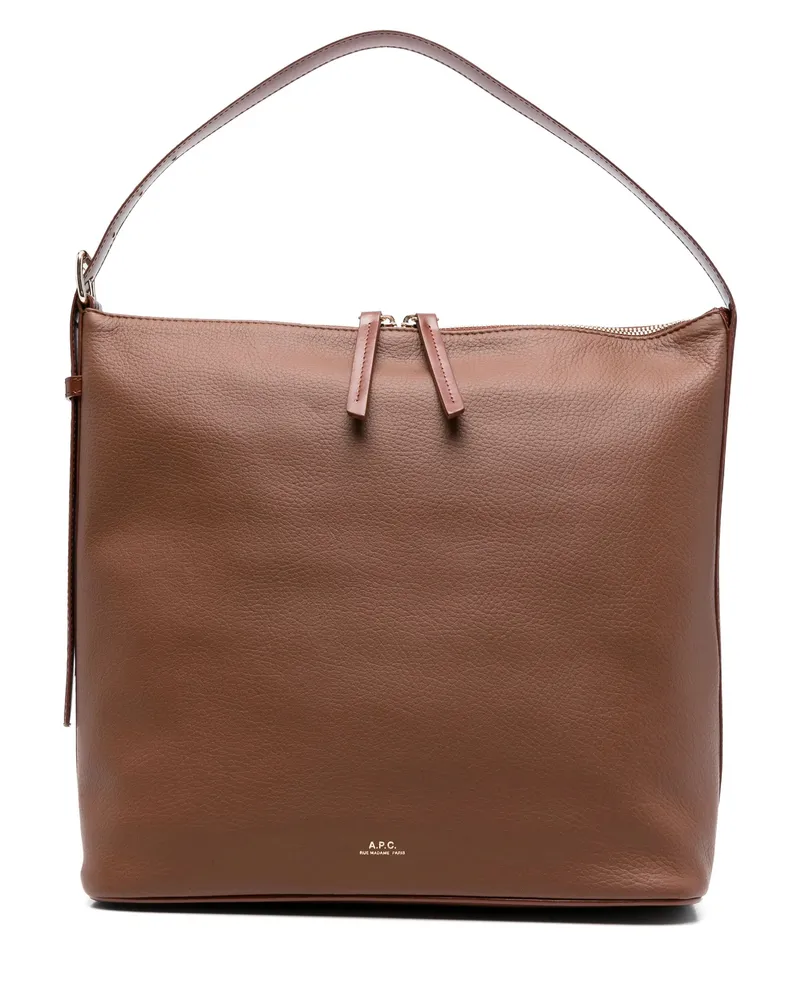 A.P.C. A. p.c. Vera Grained Leather Shoulder Bag Brown