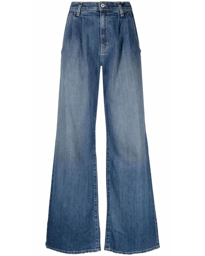 Nili Lotan Wide-leg Bleach-effect Denim Jeans Blue