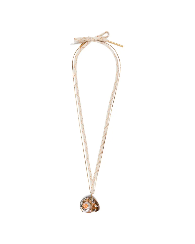 Dries van Noten Shell Pendant Necklace Gold