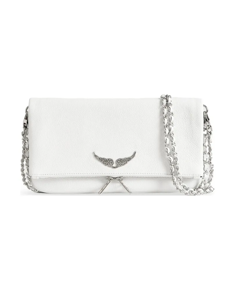 Zadig & Voltaire Rock Grained Leather Clutch Bag White