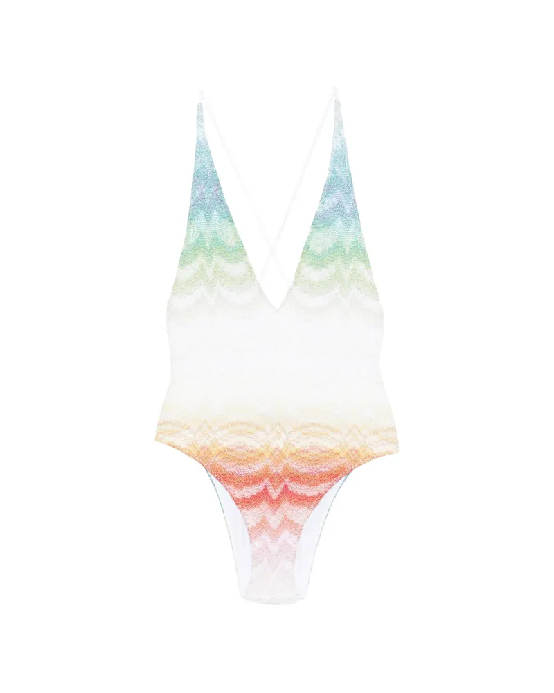 Missoni Cross-back Chevron Swimsuit White