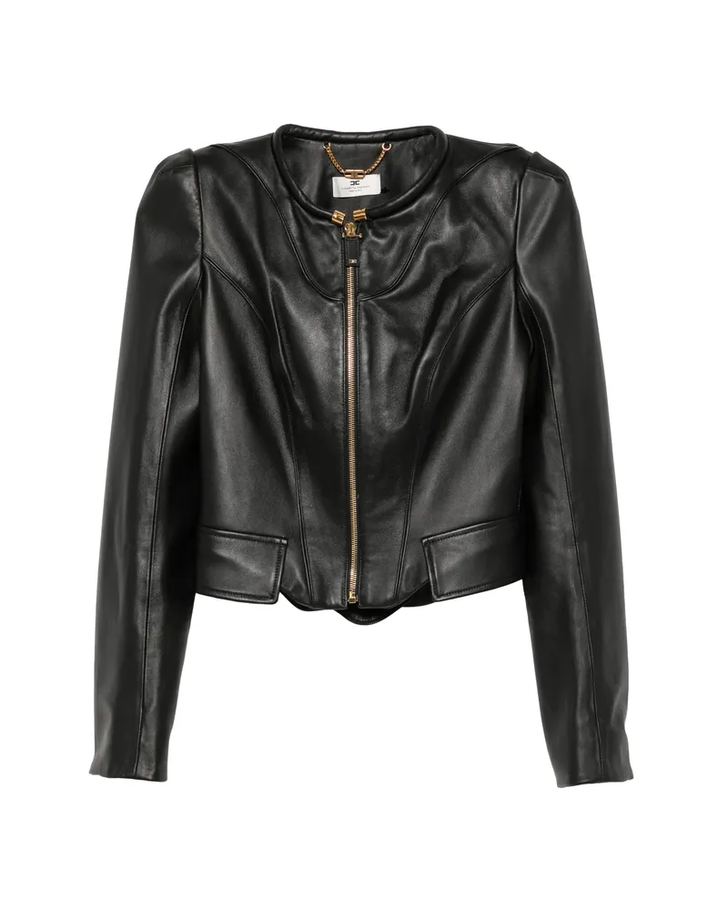 Elisabetta Franchi Peplum-hem Leather Jacket Black