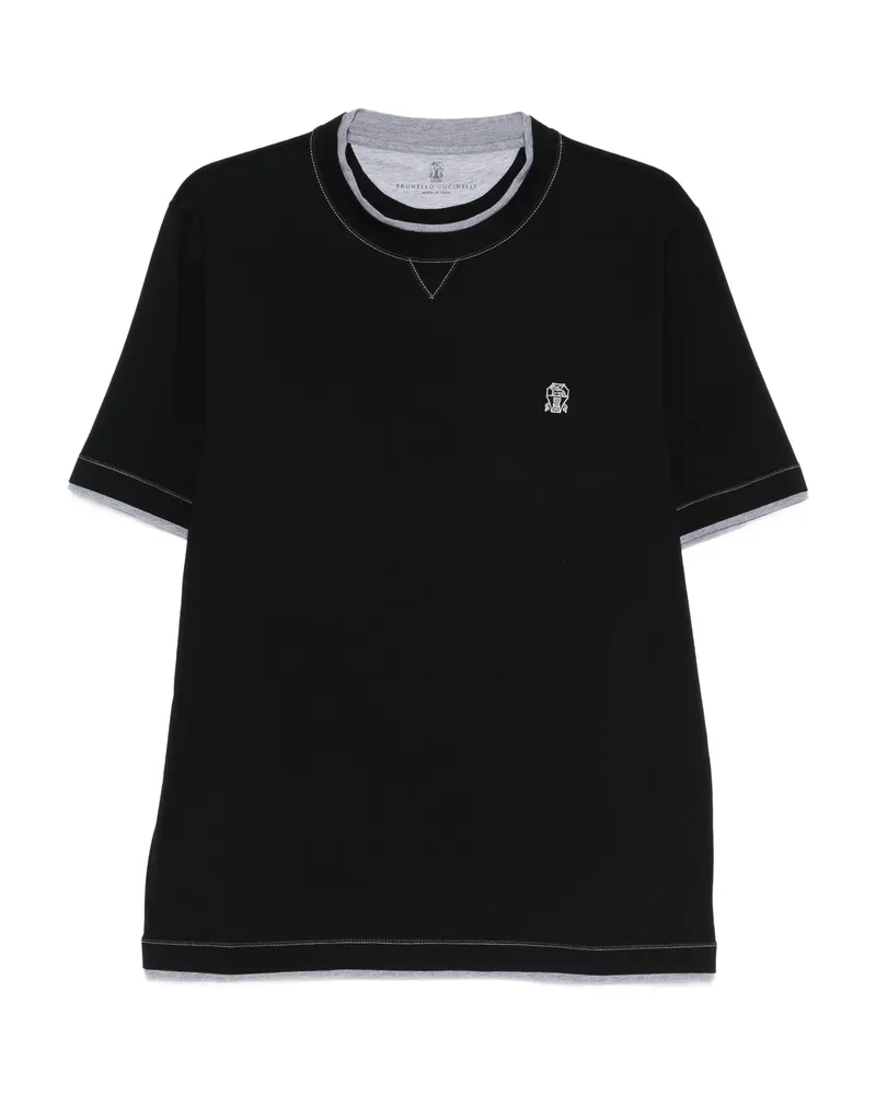 Brunello Cucinelli Embroidered-logo T-shirt Black