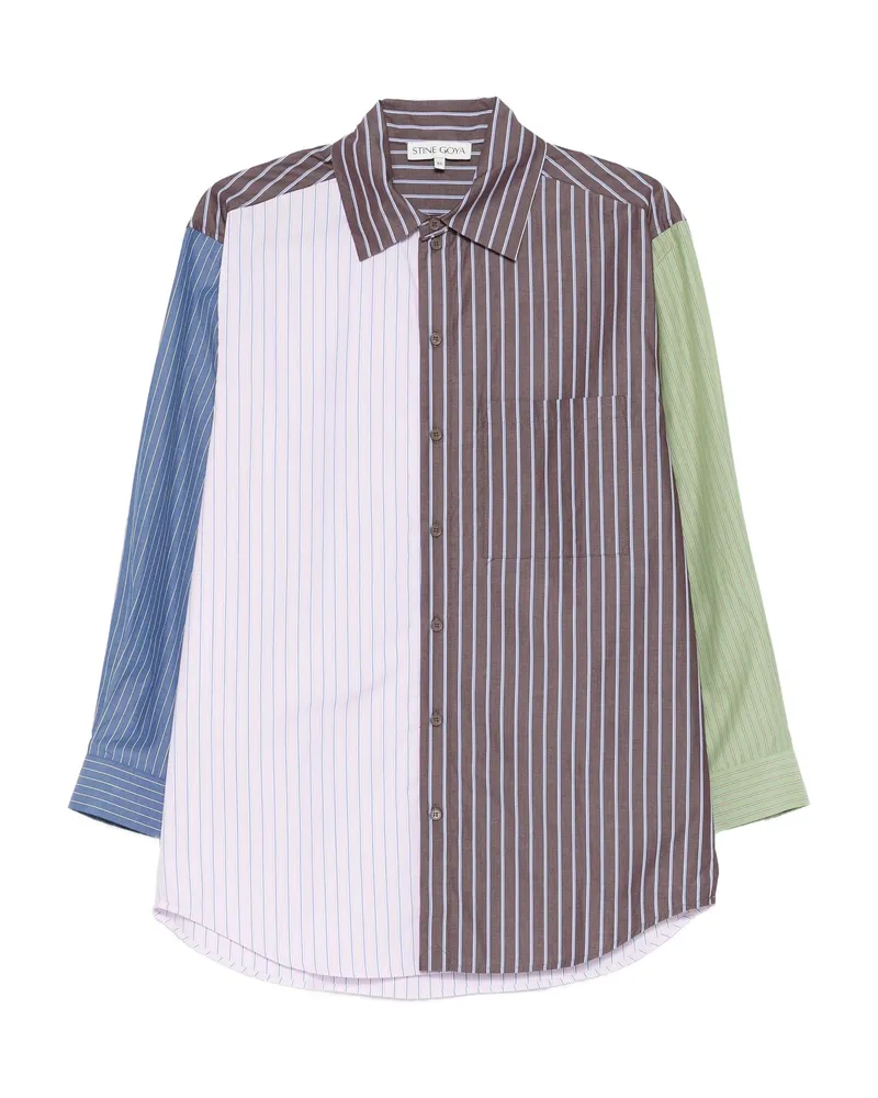 Stine Goya Striped Panelled Shirt Red