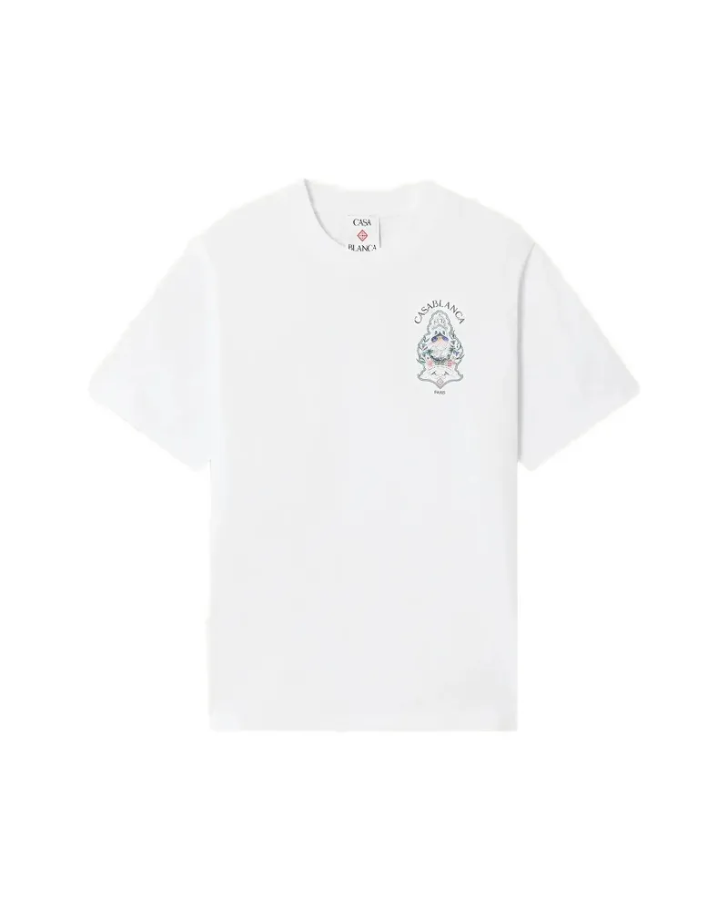 Casablanca Paris White Hotel Emblem Short Sleeve T-shirt White