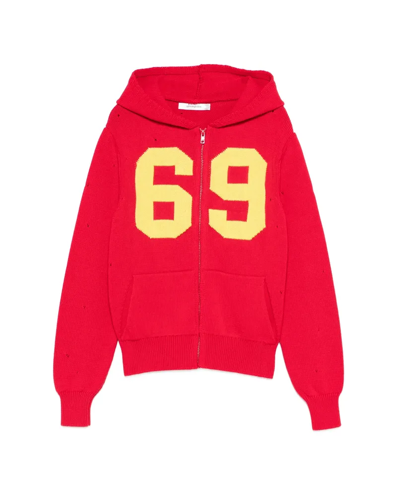 GIMAGUAS Number Hooded Cardigan Red