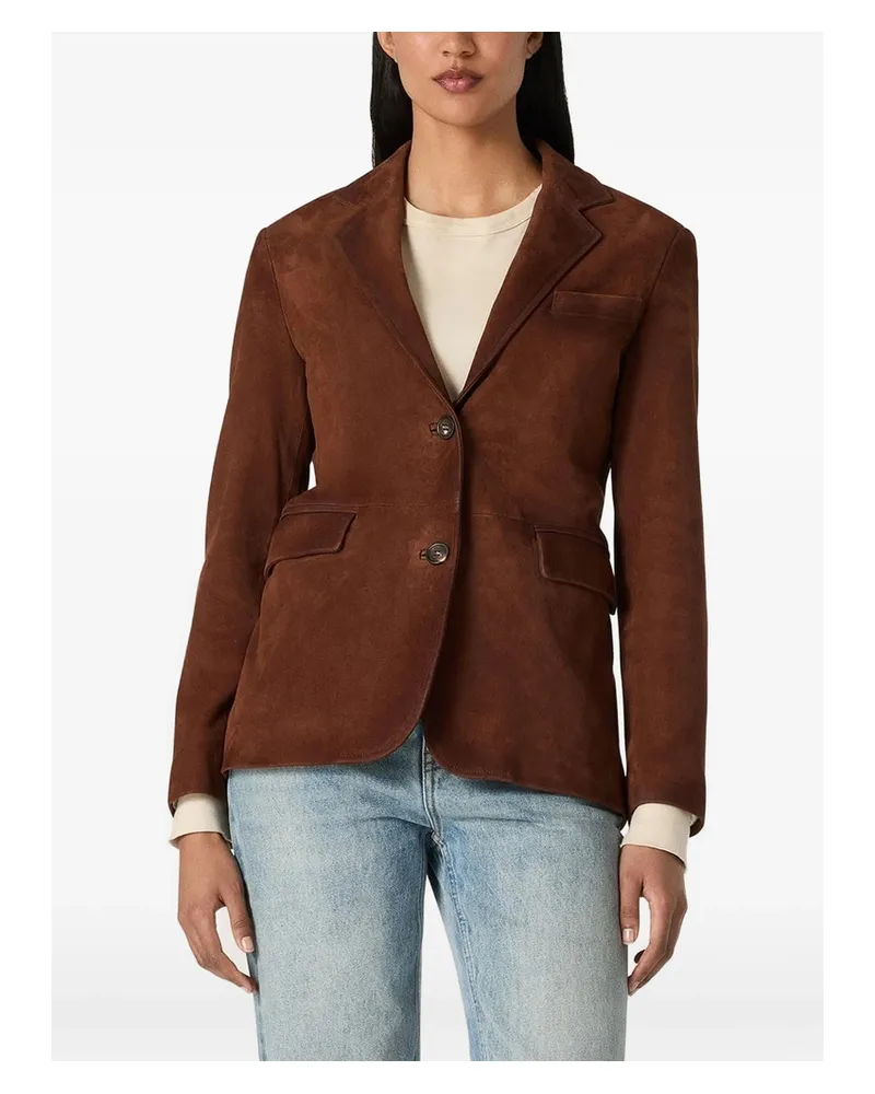 Golden Goose Suede Single-breasted Blazer Brown