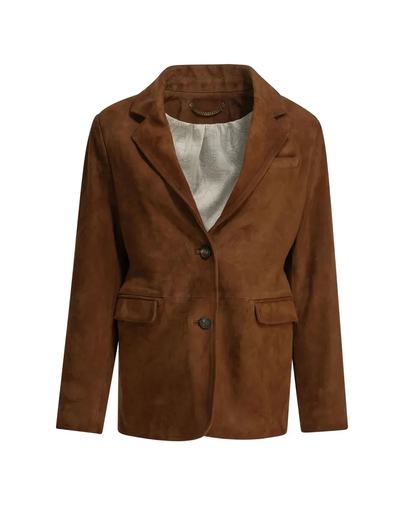 Golden Goose Suede Single-breasted Blazer Brown