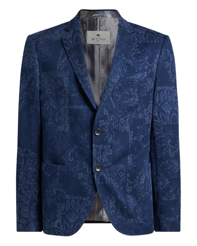Etro Floral Jacquard Single-breasted Jacket Blue