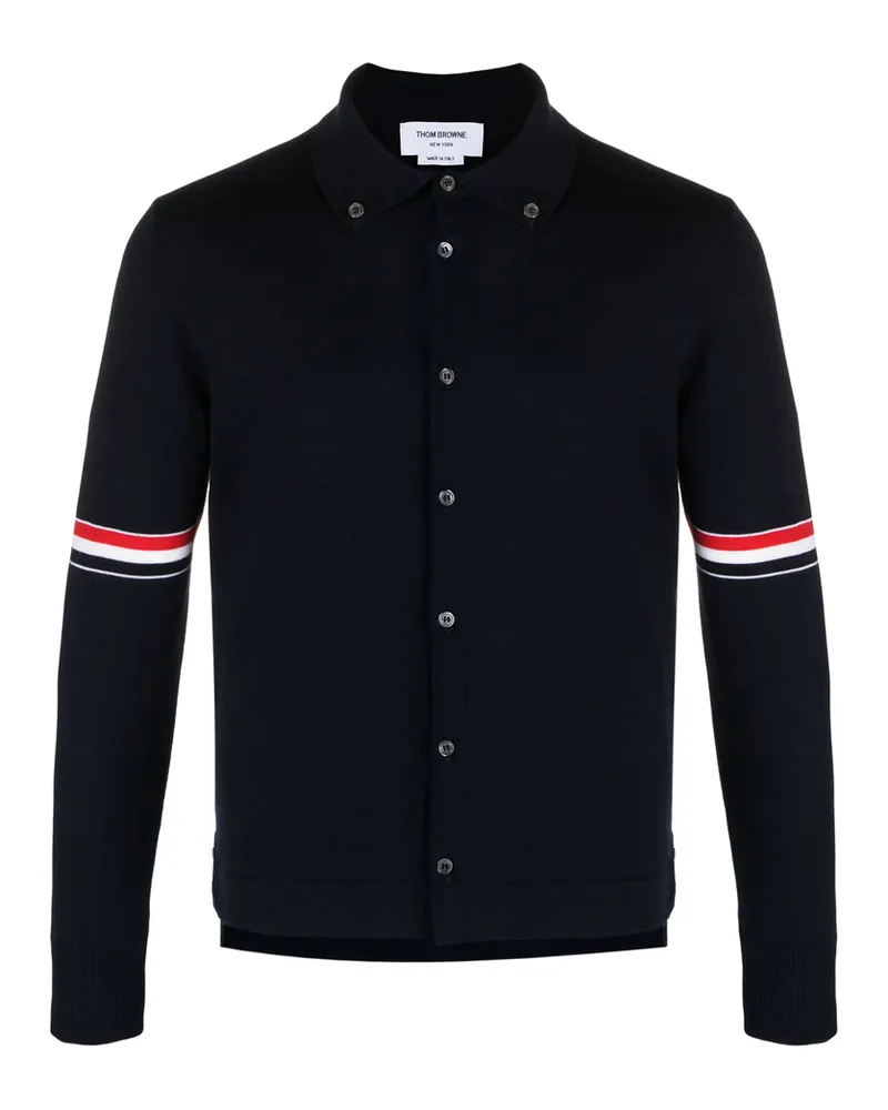 Thom Browne RWB Stripe Wool Cardigan Blue