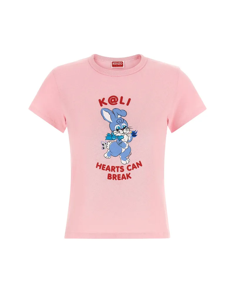 Kenzo Cartoon-print Ribbed T-shirt Pink