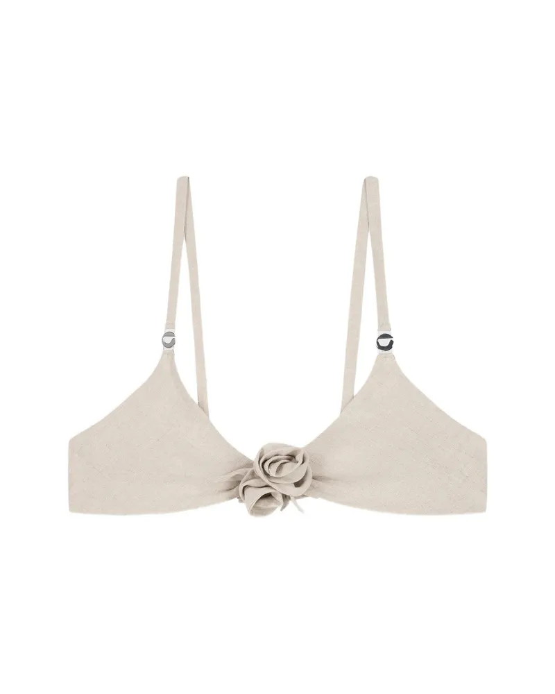 COPERNI Flower Gathered Bikini Top Neutrals