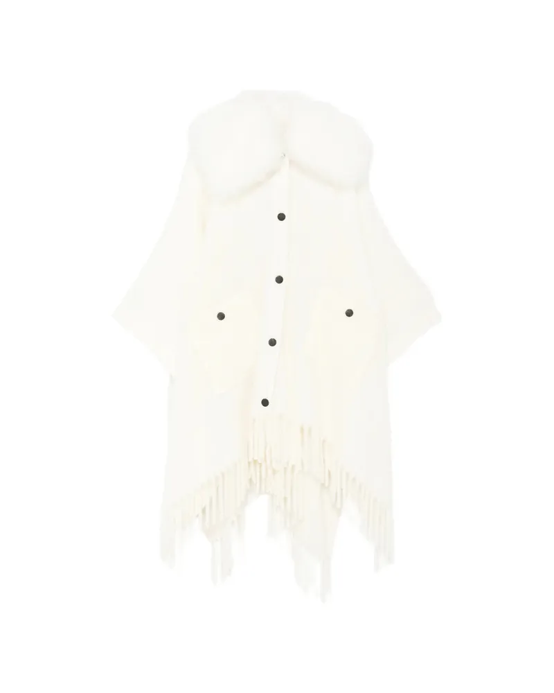 Moncler Fringed Cape Neutrals