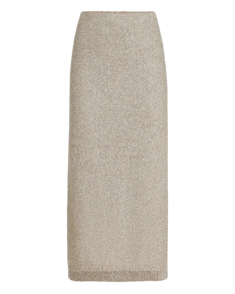 Brunello Cucinelli Elastic-waistband Midi Skirt Neutrals