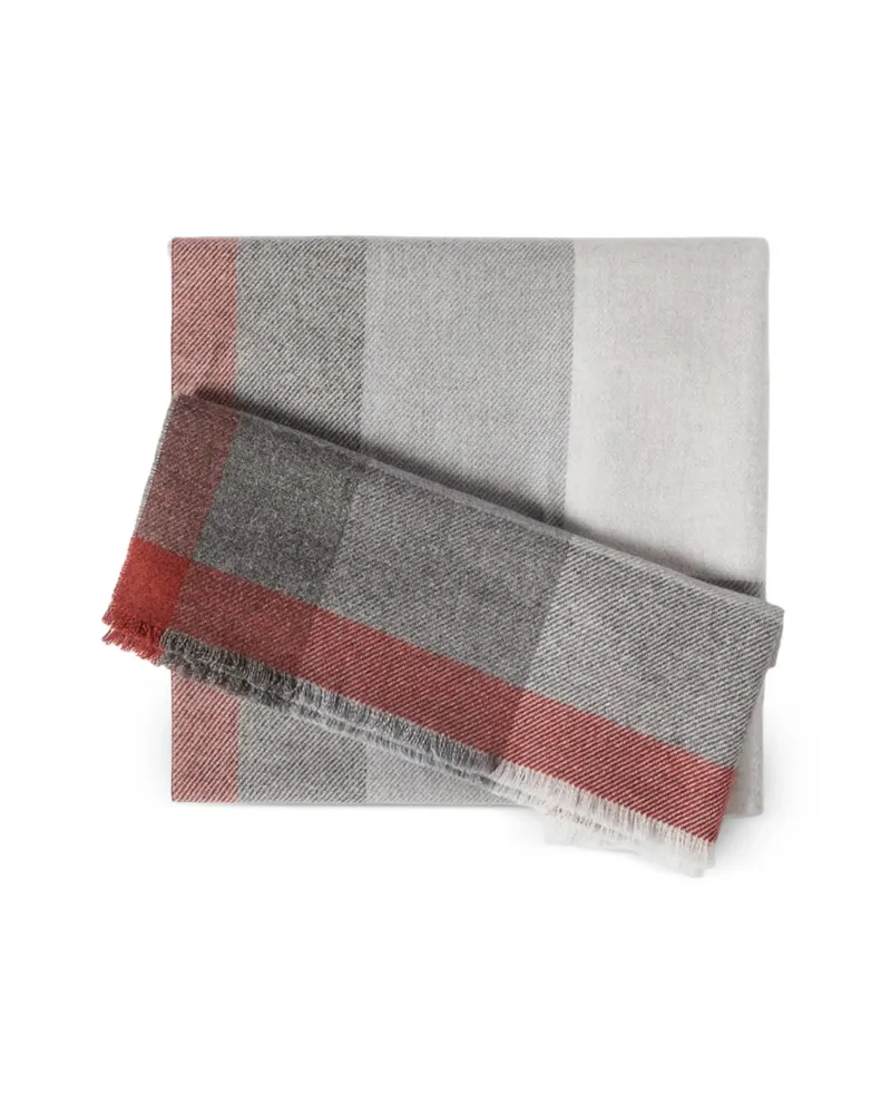 Brunello Cucinelli Wool And Cashmere Checked Twill Scarf White