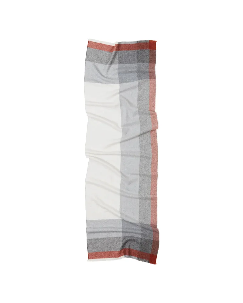 Brunello Cucinelli Wool And Cashmere Checked Twill Scarf White