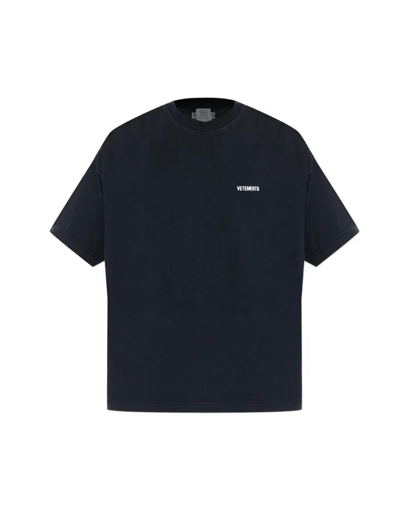 VETEMENTS Logo-embroidered T-shirt Black
