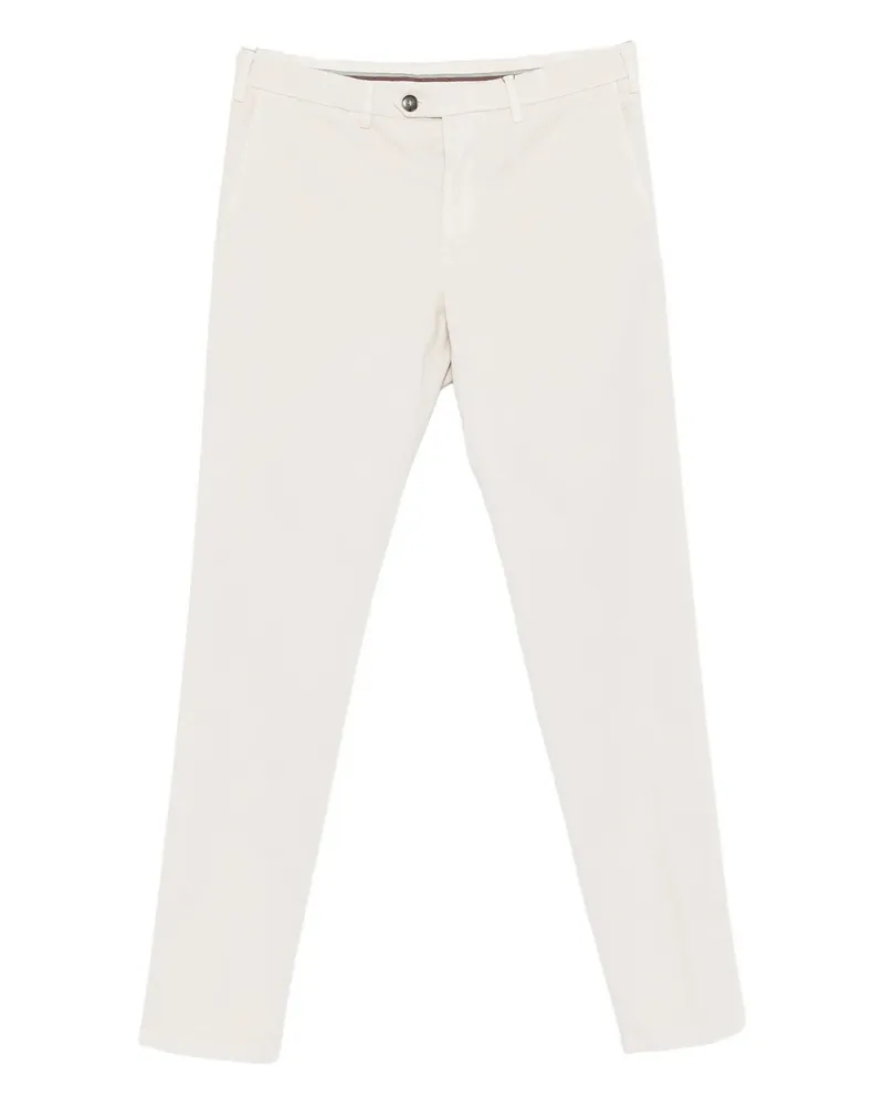 Canali Button-fastening Cotton-blend Trousers Neutrals