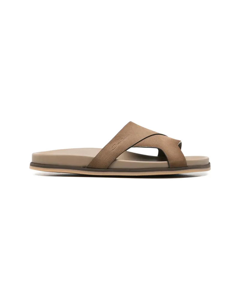 Santoni Crossover-strap Leather Sandals Brown