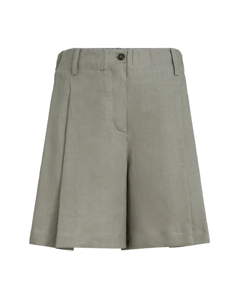 Brunello Cucinelli Linen Shorts With Drawstring And Pleats Grey