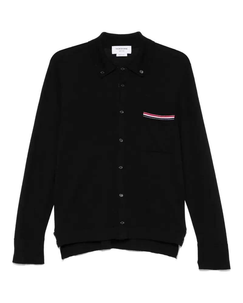 Thom Browne RWB-stripe Virgin Wool Cardigan Black