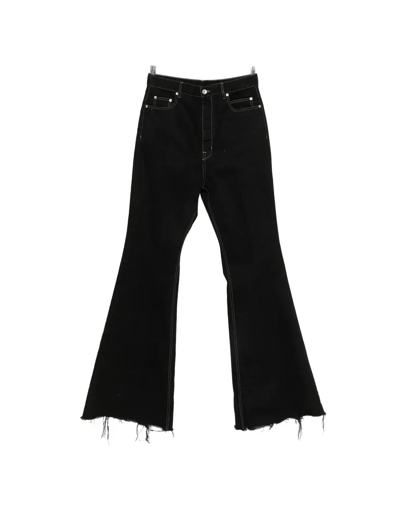 Rick Owens Bloan Contrast-stitch Raw-hem Bootcut Jeans Black
