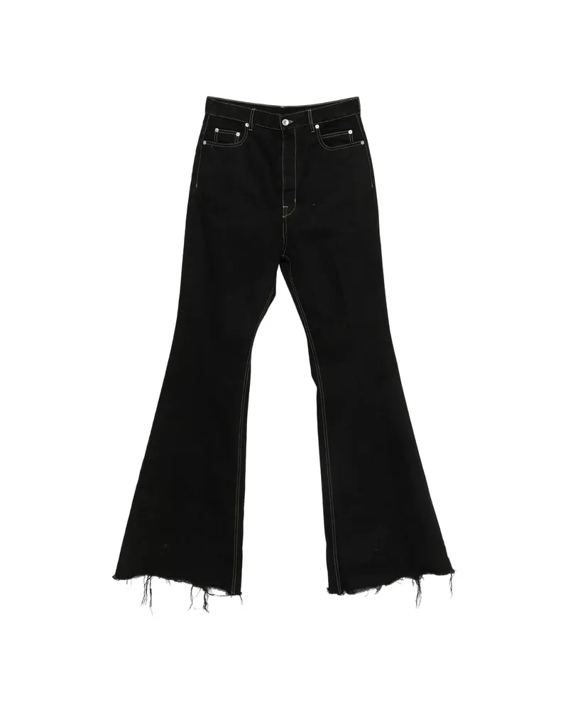 Rick Owens Bloan Contrast-stitch Raw-hem Bootcut Jeans Black