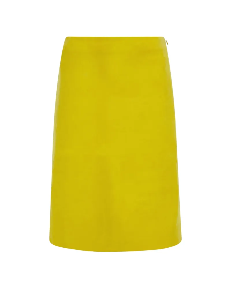 Ferragamo Nubuck Pencil Skirt Yellow