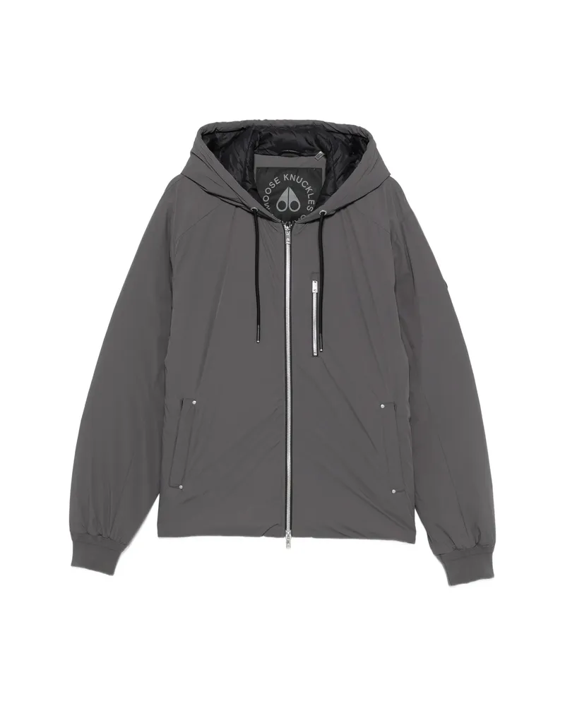 Moose Knuckles Drawstring-hooded Logo-patch Jacket Grey