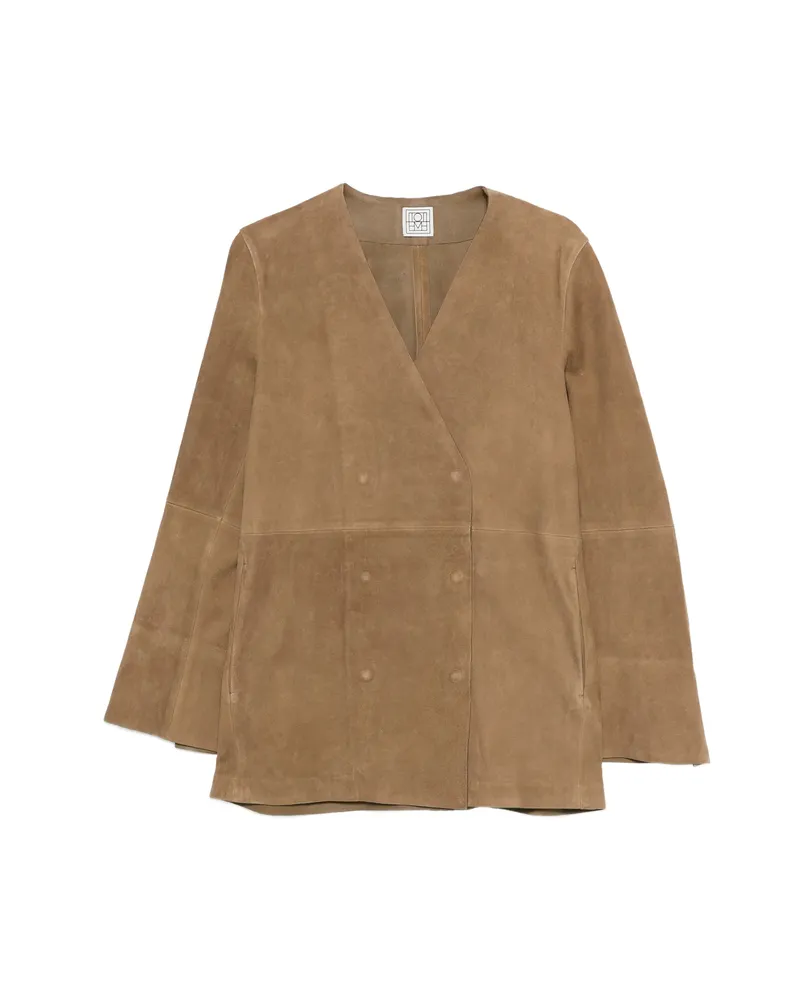Totême Double-breasted V-neck Jacket Brown