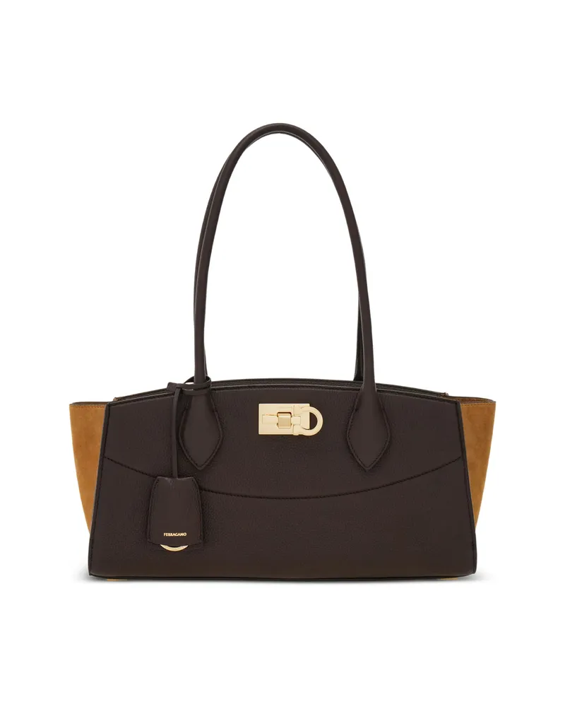Ferragamo Studio Soft Bag East West (M Brown