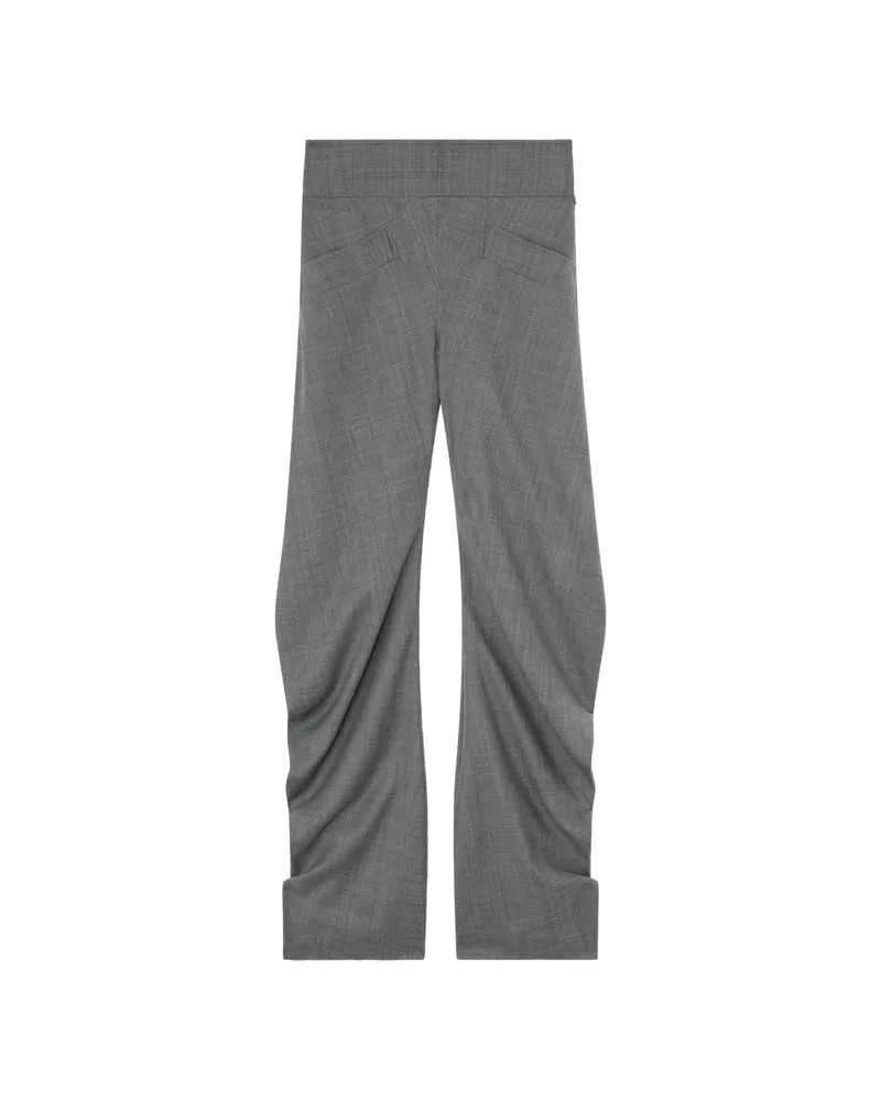 Ganni Draped-detail Trousers Grey